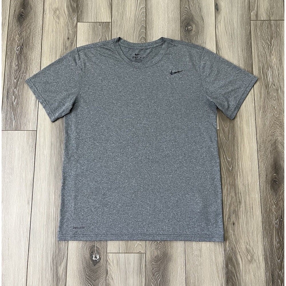Nike Dri-Fit Gray Short Sleeve Athletic Crew Neck Tee Mens Sz Large
